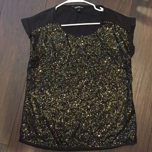 Express size small sequin shirt gold and black